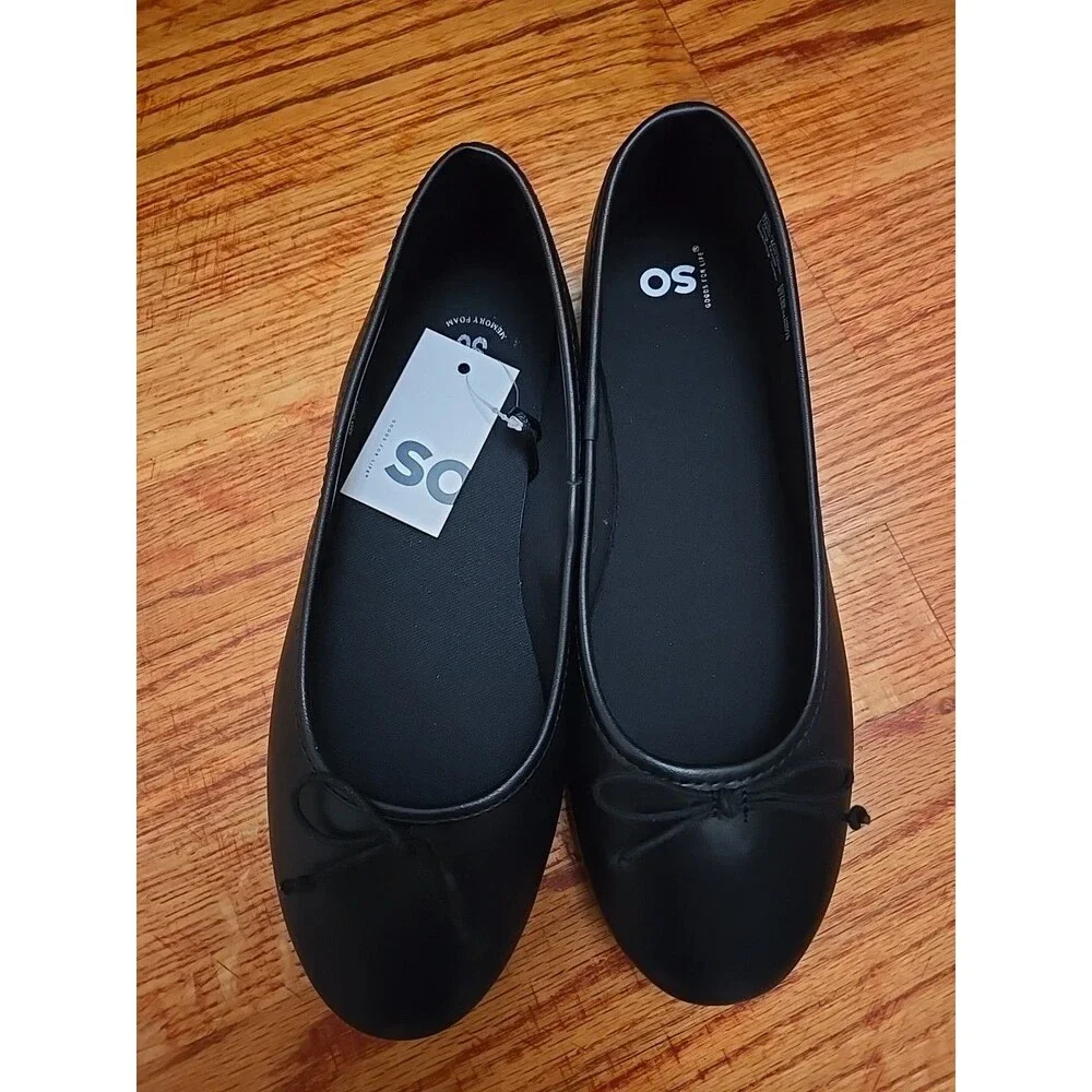 SO Pensacola Slip On Memory Foam Ballet Flats Youth Girls 6 Black NEW